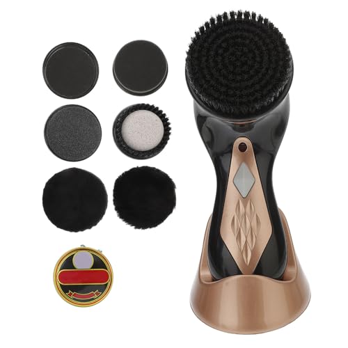 Besportble Cireur De Chaussures ÉLectrique Portable Avec 7 TêTes De Brosses Pour Nettoyage Cirage Et Entretien De Cuir Kit ComplèTe Pour Soins De Chaussures...