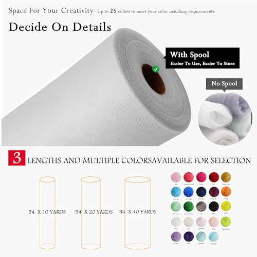 Image of Light Blue Tulle Fabric Rolls 54 Inch by 10 Yards Fabric Tulle Bolt for Wedding Decorations DIY Tutu Baby Shower Table Skirt Birthday Party Craft Supplies