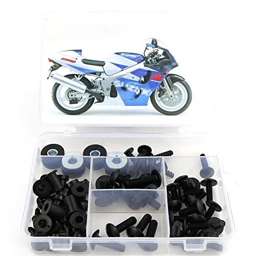 Xitomer Fairing Bolts Kit Fit for GSXR 750 SRAD 1996 1997 1998 1999 2000 GSXR 600 SRAD mounting Kits Full Sets Mounting Kits Washers Nuts Fastenings Clips Grommets (black)