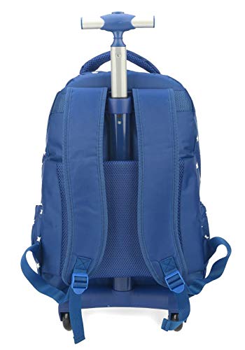 Mochila Rodinhas Mulher Maravilha Mochilete Carrinho Azul