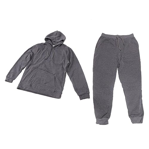 Survêtement gris foncé XXXL pour hommes : ensemble ample à capuche en polyester confortable - 3
