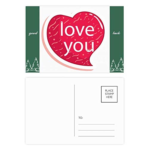 Jeu de cartes postales Coeur rose Saint Valentin Amour Bonne chance 20pcs