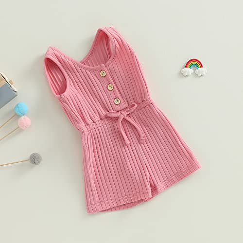 Toddler Baby Girls Romper Clothes Summer Solid Color Sleeveless Jumpsuits Casual One-Piece Playsuit Shortalls Outfits3