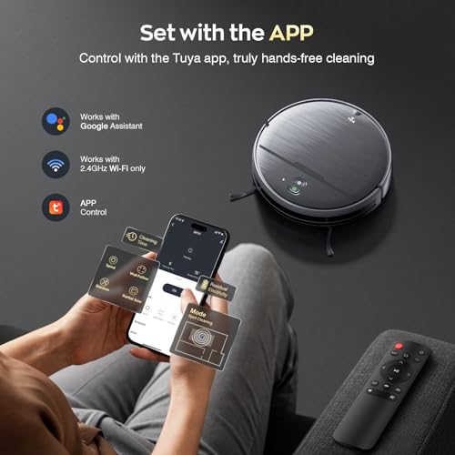 Image of Robot Vacuum and Mop Combo, 2 in 1 Robot Vacuum Cleaner with WiFi /App, Smart Robotic Vacuums with Strong Suction, Schedule, Self-Charging, Slim, Quiet, Ideal for Hard Floor, Pet Hair, Low Pile Carpet