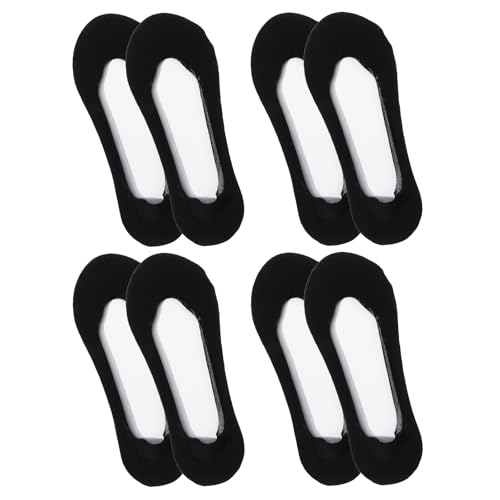 Nogeqi 4 Pairs Invisible No Show Socks for Women, Non Slip Ultra Low Cut Footie Liner Socks, Invisible Sock for Women Boat Shoe, Size 9-11 (Black)