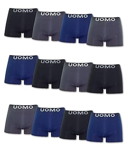 Channo Calzoncillos Licra Sin Costuras Boxer Hombre Suaves, Elásticos y Cómodos - Colección UOMO (Pack de 12 Multicolor Oscuro XL) | Ya disponible en tu tienda friki favorita! En mundofriki.es!
