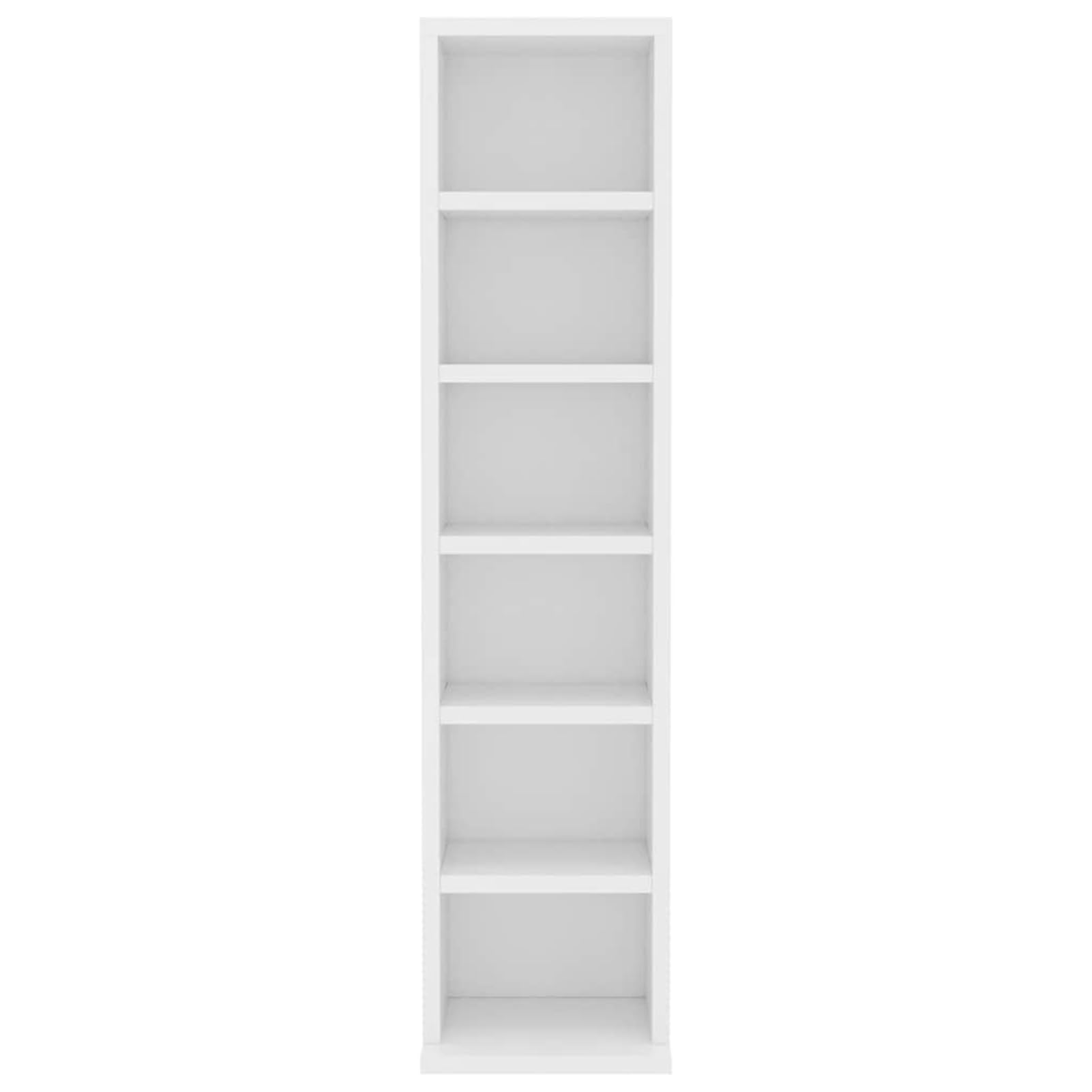 Homgoday CD-Schrank mit 6 offenen Fächern, Aufbewahrungsregal aus Holzwerkstoff in Weiß, 21x20x88 cm, für CDs, Schallplatten und Büro-Zubehör 800351