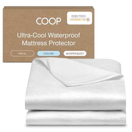 Coop Home Goods Ultra-Cool Waterproof Mattress Protector, Twin XL, Cooling Mattress Protector, Machine Washable Cooling Bed Cover, Whisper Quiet Waterproof Bed Cover, Twin XL (39x80)