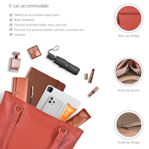 Image of Leather Purse For Women - Real Leather Tote For Women - Ladies Shoulder Handbag For Work, Travel, Casual Use