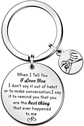 QMVMV Couple Keyring Valentine Day Gifts for Women and Men When I Tell You I Love You Key Chain Anniversary Wedding Keychain for Husband Wife Boyfriend Girlfriend Him Her
