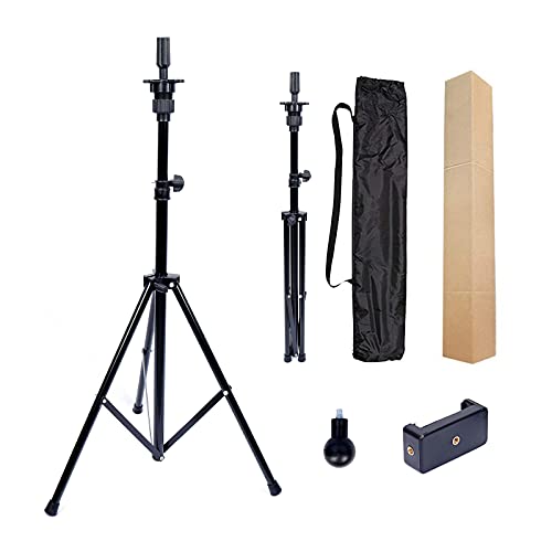 Wig Stand Tripod Wig Head Stand Adjustable Mannequin Head Stand for Canvas Block Head,Styling Wigs Hair Extensions,Wig Display,Cosmetology Hairdressing Training Tripod Stand with Cellphone Clamp Mount