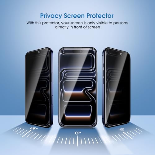 Image of amFilm OneTouch for iPhone 17 Pro Max Privacy Screen Protector 6.9'' 2025 | 30s Auto-Alignment, Bubble Free, Tempered Glass, 28 Anti Spy, Shatterproof, Camera Lens Protector 2+4 Pack (17P-6.9'')