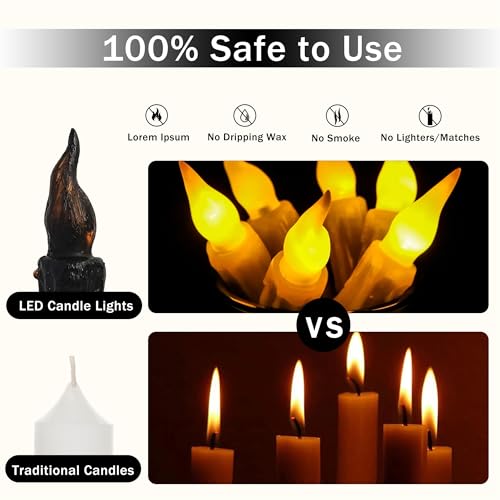 Image of Magical Candlesticks Flameless Taper Candle, 2pcs Black LED Tapered Candles Remote Dipped Candle 6inch Battery Chandelier for Enchanting Weddings and Harry Potter Inspired Vigils(LW2P-BA)