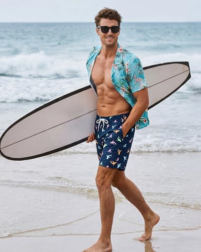 Image of SURF CUZ Mens Swim Trunks with Compression Liner Swim Shorts 7 inch Swimming Trunks Stretch 7 Inch Swim Suits Quick Dry