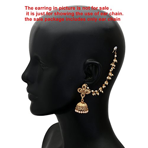 Jwellmart Indian Bollywood Gold Plated Faux Pearl Ear Chains for Earring support Traditional Jewelry3