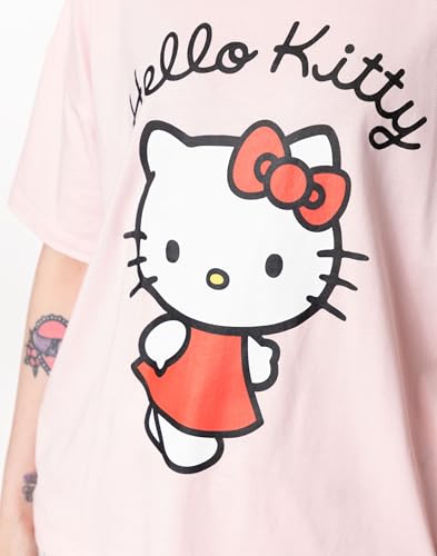 Hello Kitty Womens Pyjama Set | Adults Kitty White Graphic Short Sleeve Top & Long Leg PJ Bottoms in Pink3