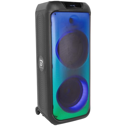BoomToneDJ BOOMaster 900 – Enceinte Portable Active 900W avec Effets Lumineux, Bluetooth 5.0, TWS, USB/SD, Batterie Rechargeable, roulettes et poignée.