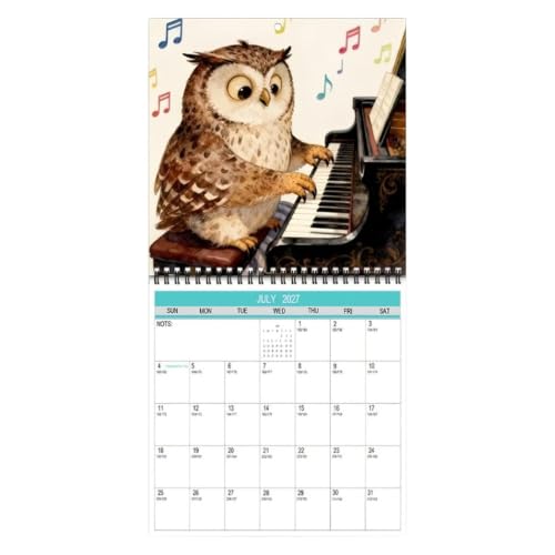 Calendario 2027 Búho Acuarela Perfecto para Regalo de Año Nuevo en Hogar