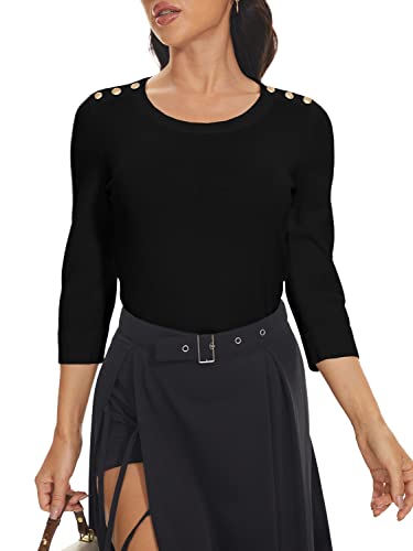 Spicy Sandia Women's 3/4 Sleeve Crew Neck Pullover Sweaters Lightweight Dressy Casual Trendy Knit Tops2