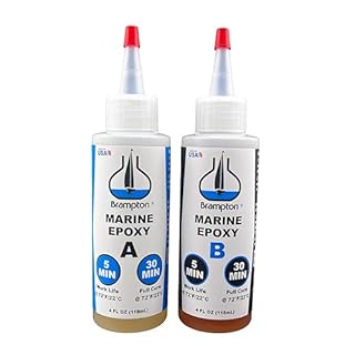 Brampton Marine Epoxy, 5-Min Work Life, 1 Hour Full Cure, Extra Strength, Waterproof, Chemical-Resistant, Ideal Boat Accessories for Any Wet Surfaces, Easy 1:1 Mix, 8 oz