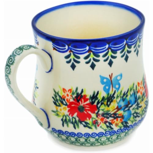 Taza de cerámica Polmedia Polish Pottery 13 oz con diseño Ring Of Flowers miniatura 2