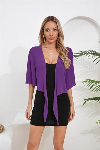 Image of TASAMO Women's 2026 Summer Lightweight Short Bolero Cardigan Shrug Sheer Tie Front Top 3 /4 Sleeve Jacket for Dress