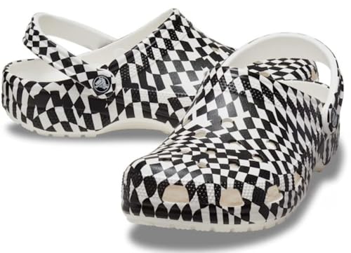 Image of Crocs Unisex-Adult Classic Graphic Clogs, Checkered, 4 Women /2 Men