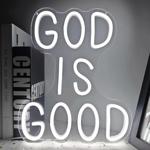 Image of God is Good Neon Sign Preppy Room Decor Jesus Led Neon Light Sign God Is Good Christian Wall Decor Aesthetic Light Up Sign for Home Bedroom Religious Church Events Easter Gift Decoration
