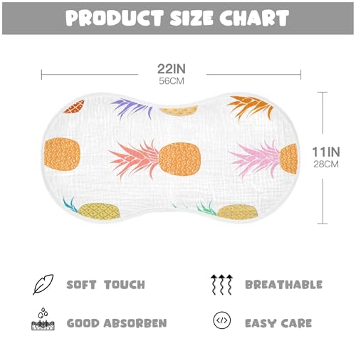 xigua Colorful Pineapples Baby Burp Cloths for Newborn Boys and Girls 4 Pack, Soft & Absorbent Cotton Baby Burp Cloth, Baby Washcloths, Newborn Towel, Burp Rags4