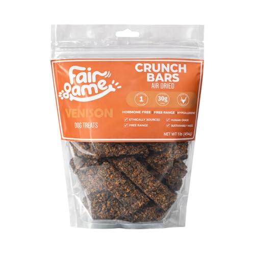 Fair Game Air-Dried Venison Dog Treats High Protein Hormone Free (1lb Crunch Bars)