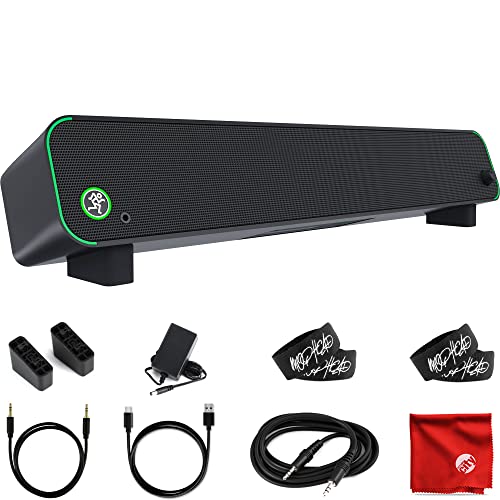 Mackie Cr Stealthbar Desktop Pc Bluetooth Usb Soundbar Speaker Bundle With Mophead 6-Foot 3.5Mm Trs Audio Cable, 4X Cable Ties, Microfiber Cloth #TOP28