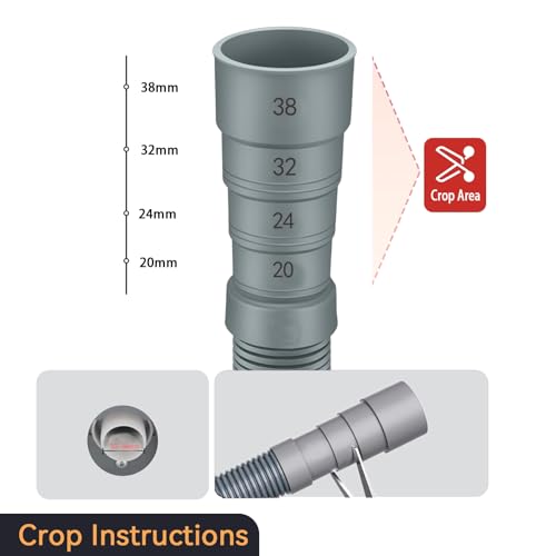 65-Ft-Washing-Machine-Universal-Drain-Hose-Flexible-Dishwasher-Drain-Hose-Extension-Kits-Corrugated-Replacement-Washer-Hose-Repair-2-Clamps-1-U-Bend-Holder-1-Adapter-1-Protective-gloves-Gray