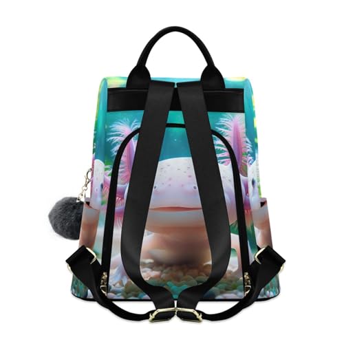 Mochila de axolote para mujer con bolsillo antirrobo trasero 2