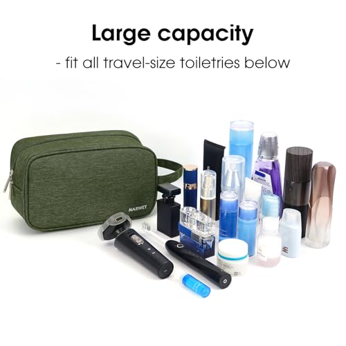 Image of Narwey Travel Toiletry Bag for Women Traveling Dopp Kit Men Travel Bag for Toiletries Cosmetic Bag Makeup Bag Medicine Bag for Traveling (Army Green)
