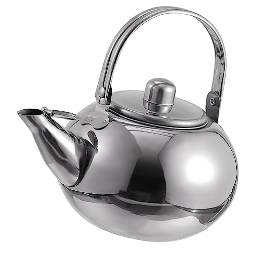 VERDANVERSE tetera de acero inoxidable compañero hervidor de acero cepillado pava kettles té de acero estufa de tetera con infusor tetera pequeña tetera metalica tetera de metal teteras Plata