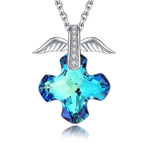 925 Sterling Silver Birthstone Cross Pendant Necklaces Silver 5A CZ Birthstone Cross Necklaces Birthstone Necklace for Women, 18+2
