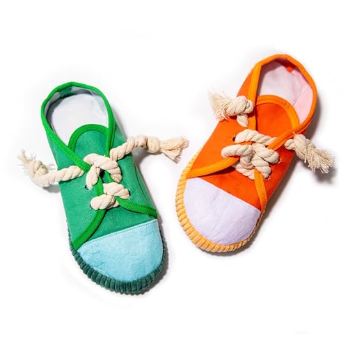 Juguete para perro Glow Pups zapato plush con chirriador, pack 2