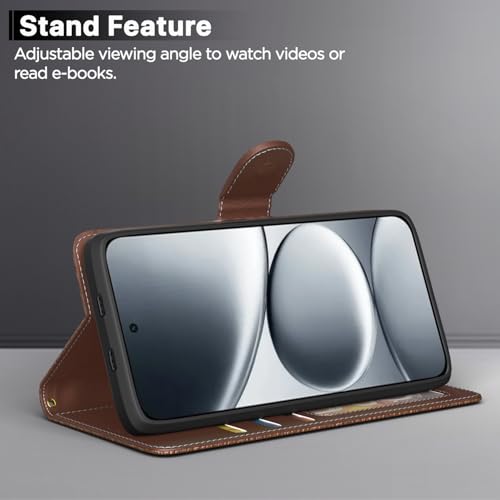 Image of Outlouders Flip Cover for Redmi Note 15 Pro 5G | Leather Finish | Wallet Stand and Shock Proof | Complete Protection Flip Case (Tan)