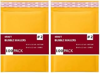 IPACKNOW 200 PC #2 8.5x12 Inches 200 Pack Inches Kraft Bubble Mailers Yellow Shipping Padded Envelopes Self Seal Waterproof Cushion Envelopes