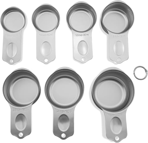 Set de 7 vasos medidores de acero inoxidable miniatura 1