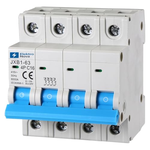 ELEKTRONOVA Interruttore Magnetotermico trifase 4P 16A C16 6kA – 4 Moduli DIN – 380V