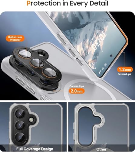 Image of Elzzi Magnetic Magsafe for Samsung S26 Case, Upgraded [Full Camera Protection] [Compatible with Magsafe] [Translucent Matte] Shockproof Protective Phone Case for Men & Women