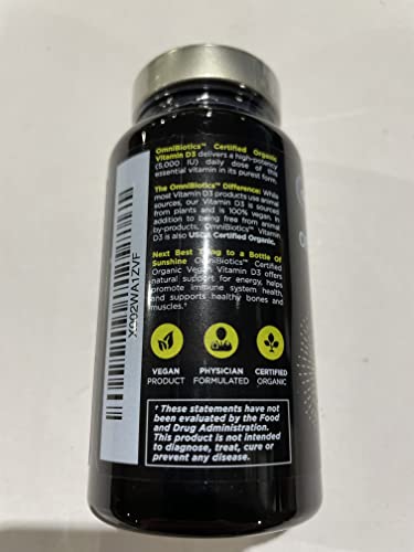 Organic Vitamin D3 5000 Iu | 100% Vegan High-Potency Immune Support | Promotes Bone & Muscle Health | 90 Tablets (Unflavored) #TOP1