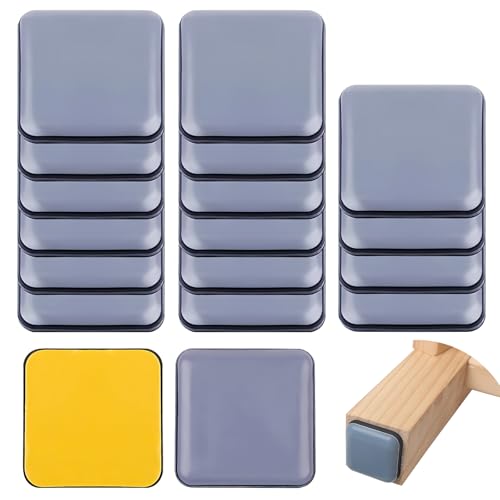 16 Pezzi 20 x 20 mm PTFE Pattini in Teflon per Mobili, Feltrino Gommini per Sedie Quadrati, Autoadesivi Scivoli per Mobili Pesanti, Riduzione del Rumore Furniture Sliders per Tavoli, Letti, Divano