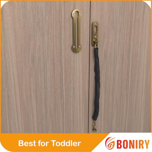 Image of Boniry Heavy Duty Door Chain Lock | Stainless Steel Security Latch for Main Door | Child Safety Guard Chain Lock for Home, Hotel & Office - Brass