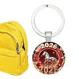 Chinesisches Neujahr 2026 Schlüsselanhänger - 2D Auto Anhänger - Chinesisches Neujahr Auto-| Für Kinder Erwachsene Schüler Tierliebhaber Touristen Geburtstagsfeier Reisen Schule Camping Einkaufen