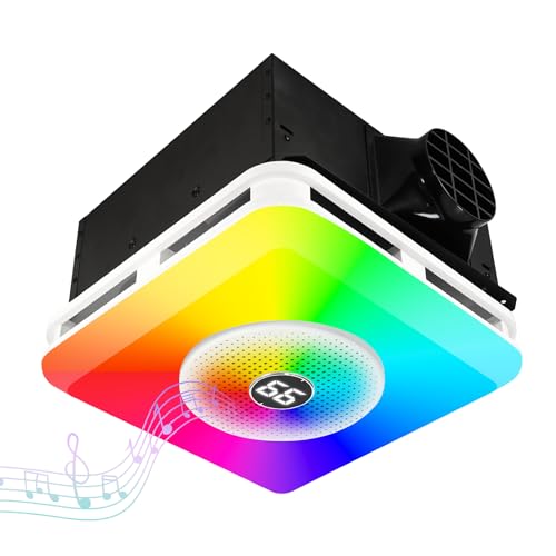 welnek Bathroom Exhaust Fan with Bluetooth Speaker and LED Light 230 CFM Quiet Vent Fan 7-Color RGB Lighting & 3CCT Lighting App and Remote Control Smart Bathroom Exhaust Fan Easy Install