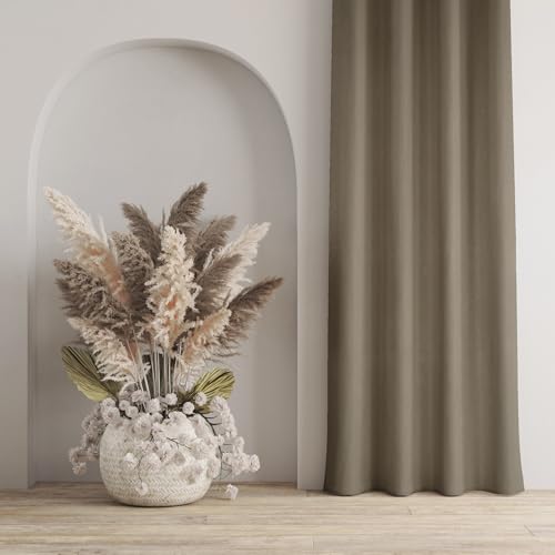 Image of LaVichitra 2 Pieces Solid Premium Blackout Curtains - Thermal Insulated, 3 Layered, 100% Opaque Long Door Curtain - 9 feet, Hazel Wood