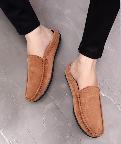 Image of ARAMISH Suede Half Loafers for Men | Men's Open Loafer Shoes