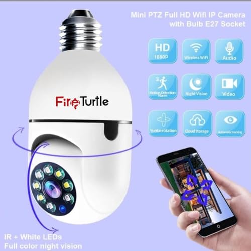 Fire Turtle Smart Security Shape 360° Camera 1080p Wireless PTZ CCTV - Easy Install Indoor Night Light Vision,Motion Sensor Lights, 24x7 Recording,Two Way Talk, Mic (R0-2) 2 41g6dit3zQL